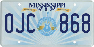 MS license plate OJC868