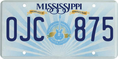 MS license plate OJC875