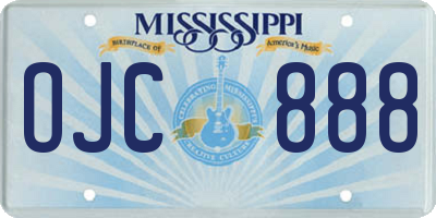 MS license plate OJC888