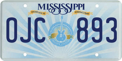MS license plate OJC893