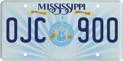 MS license plate OJC900
