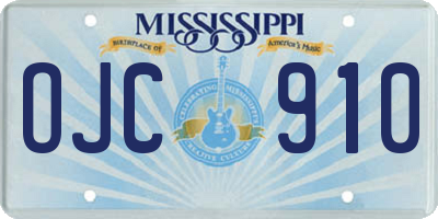 MS license plate OJC910