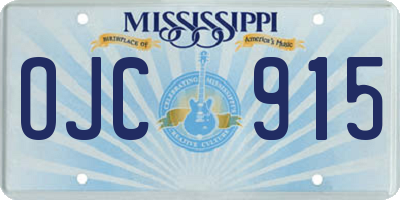 MS license plate OJC915