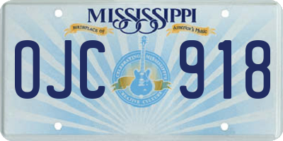 MS license plate OJC918