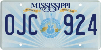 MS license plate OJC924