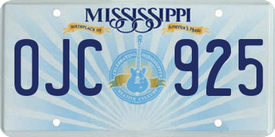 MS license plate OJC925