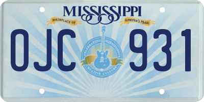 MS license plate OJC931