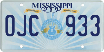 MS license plate OJC933