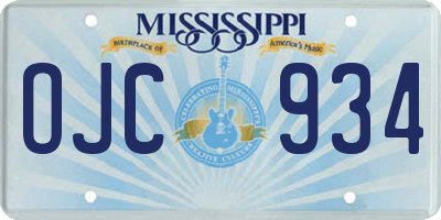 MS license plate OJC934