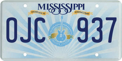 MS license plate OJC937