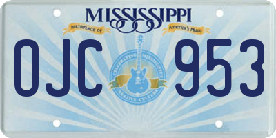 MS license plate OJC953