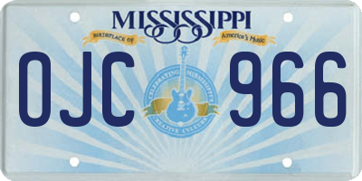 MS license plate OJC966