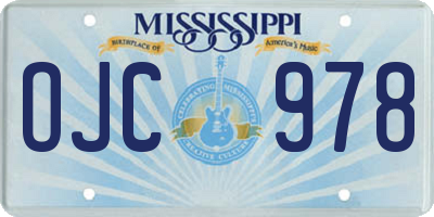 MS license plate OJC978