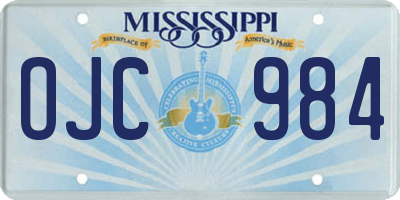 MS license plate OJC984