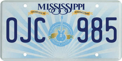 MS license plate OJC985
