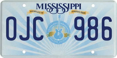MS license plate OJC986
