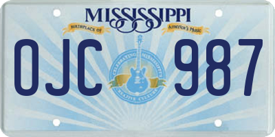 MS license plate OJC987