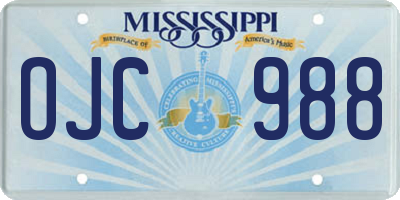 MS license plate OJC988