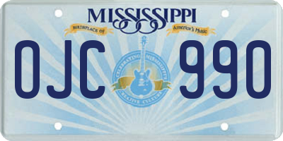 MS license plate OJC990