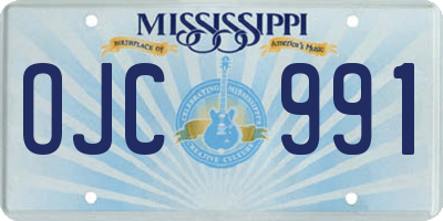 MS license plate OJC991
