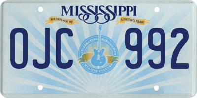 MS license plate OJC992