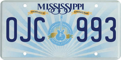 MS license plate OJC993