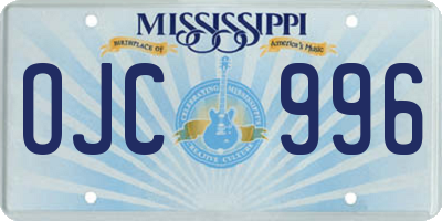 MS license plate OJC996
