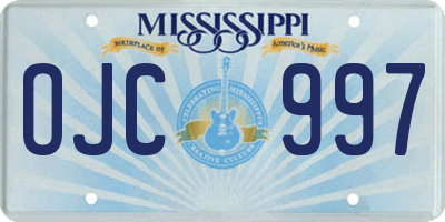 MS license plate OJC997