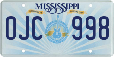 MS license plate OJC998