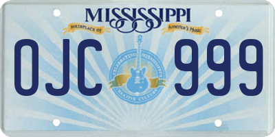 MS license plate OJC999