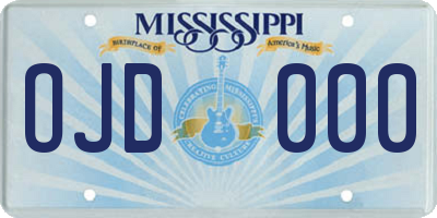 MS license plate OJD000