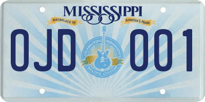 MS license plate OJD001