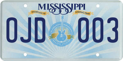 MS license plate OJD003