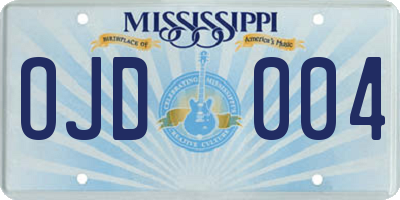 MS license plate OJD004