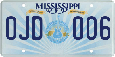 MS license plate OJD006