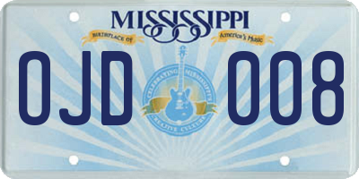 MS license plate OJD008