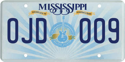 MS license plate OJD009