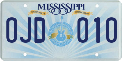 MS license plate OJD010