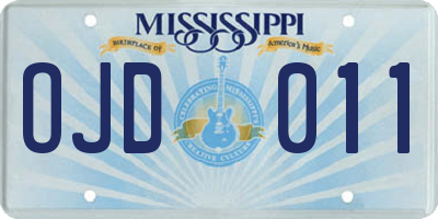 MS license plate OJD011