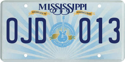 MS license plate OJD013