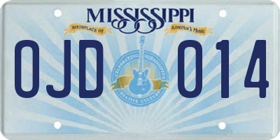 MS license plate OJD014