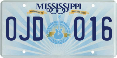 MS license plate OJD016