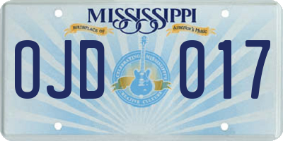 MS license plate OJD017