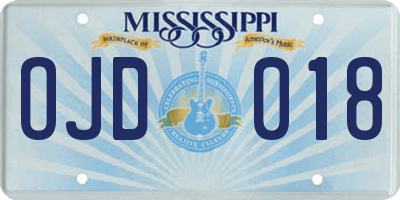 MS license plate OJD018