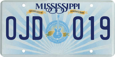 MS license plate OJD019