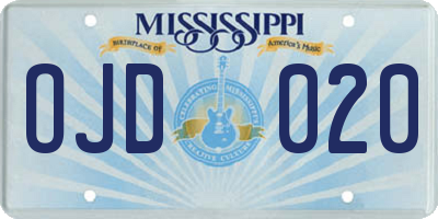 MS license plate OJD020
