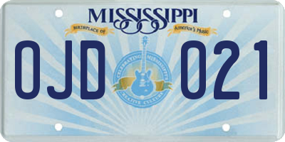 MS license plate OJD021