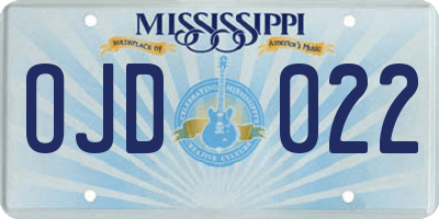 MS license plate OJD022