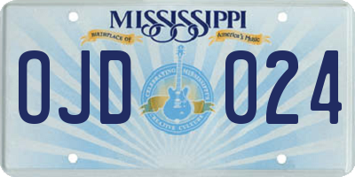 MS license plate OJD024