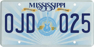 MS license plate OJD025